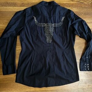 Ariat L womens studded bull western shirt bling snap black